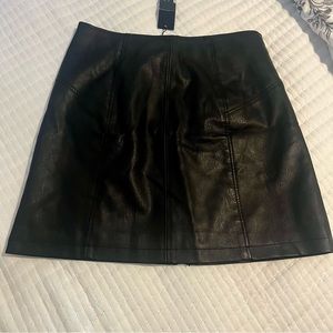 Black pleather zip up skirt